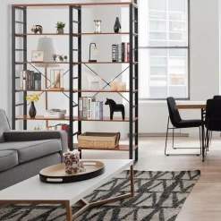 Tangkula Bookshelves and Bookcases, 80 Inch Double Wide 6 Tier Bookshelf (60