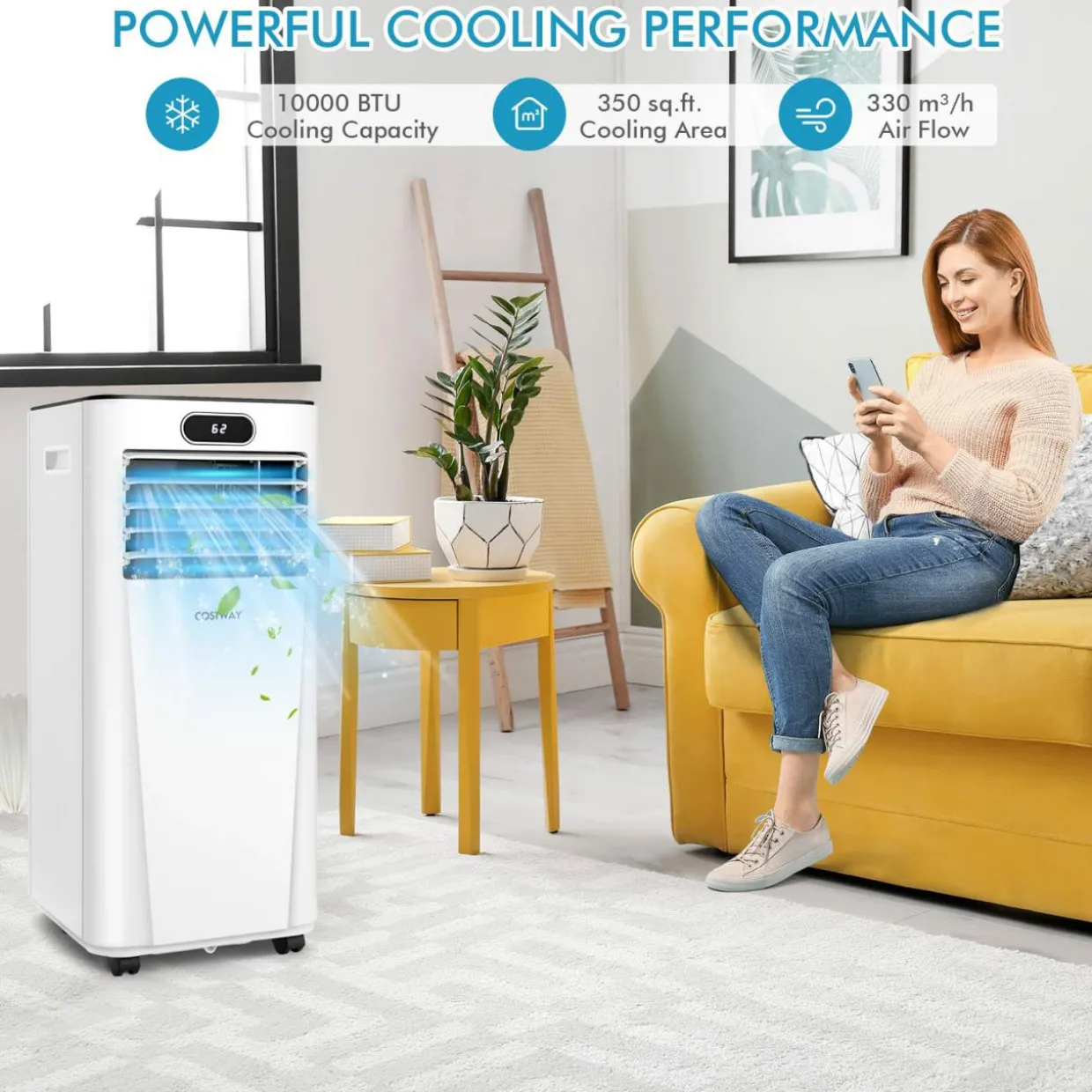 Tangkula 10000BTU Portable Air Conditioner, with Drying, Fan, Sleep Mode, 2 Speeds
