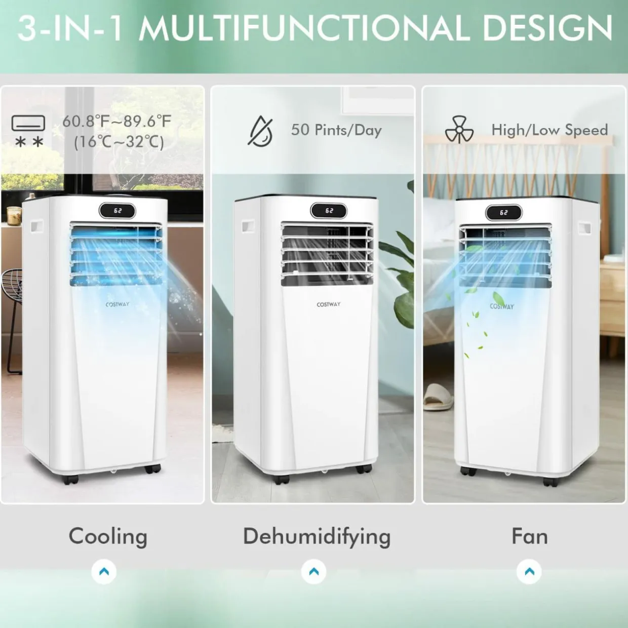 Tangkula 10000BTU Portable Air Conditioner, with Drying, Fan, Sleep Mode, 2 Speeds