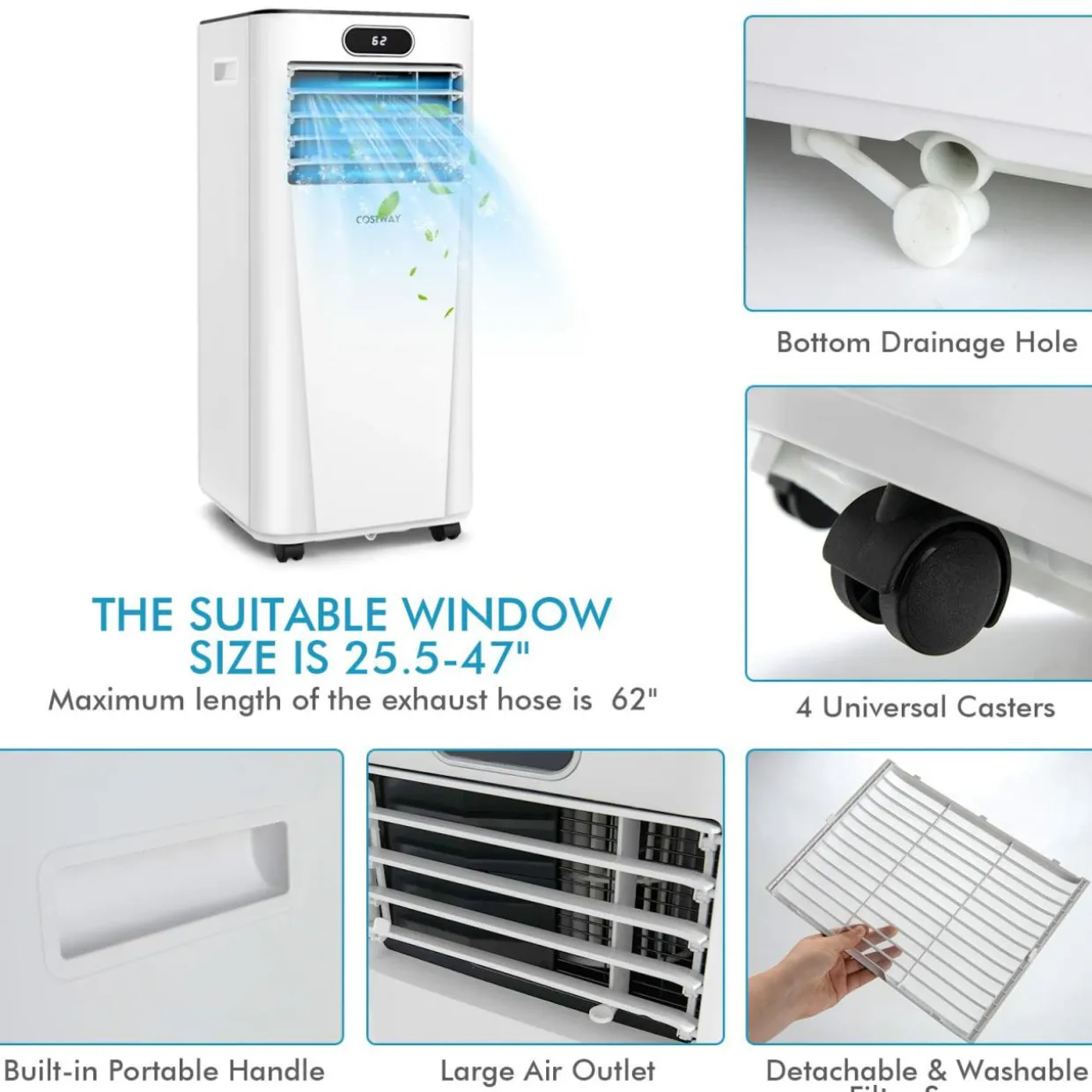 Tangkula 10000BTU Portable Air Conditioner, with Drying, Fan, Sleep Mode, 2 Speeds