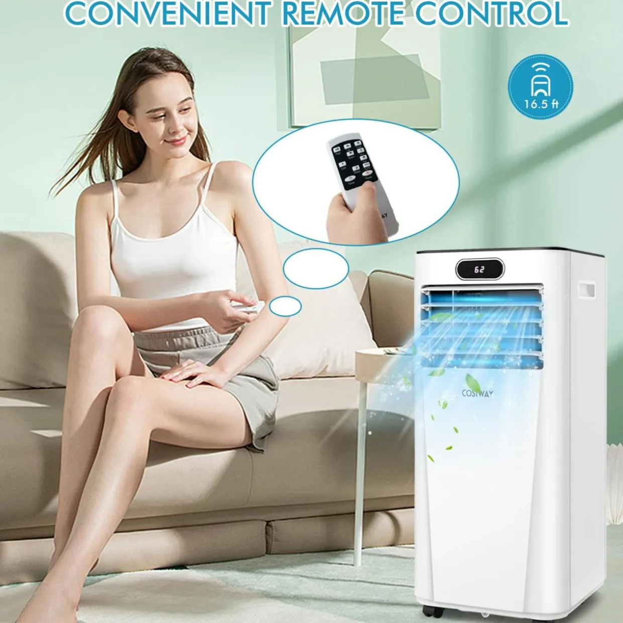 Tangkula 10000BTU Portable Air Conditioner, with Drying, Fan, Sleep Mode, 2 Speeds