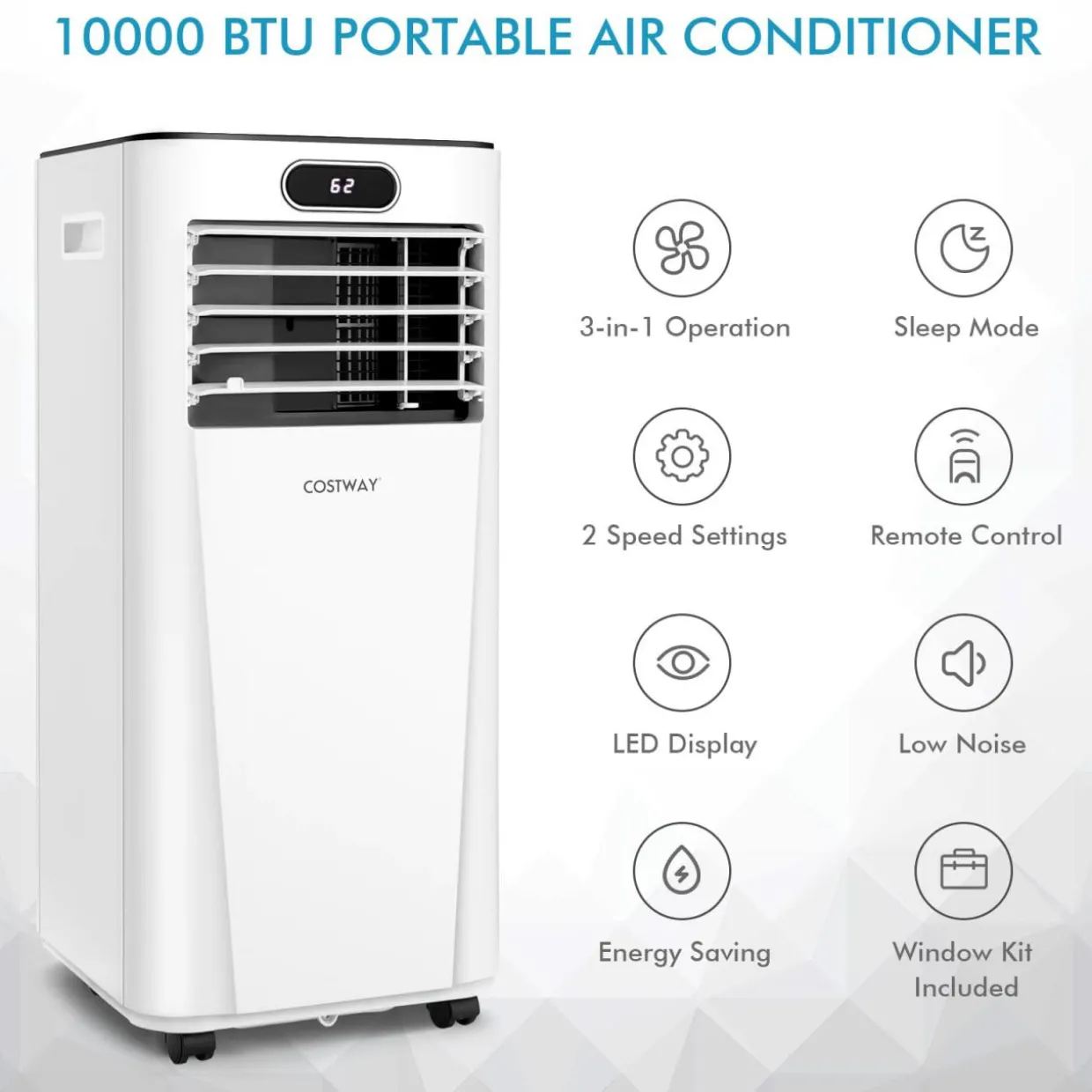 Tangkula 10000BTU Portable Air Conditioner, with Drying, Fan, Sleep Mode, 2 Speeds