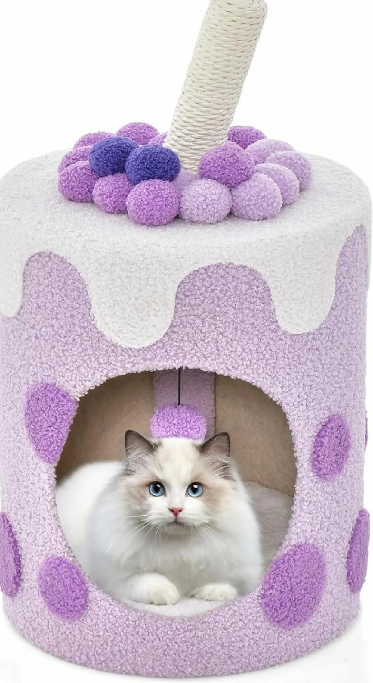 Tangkula Bubble Tea Cat Tree Tower, 26.5 Inch Cat Condo Furniture with Scratching Post