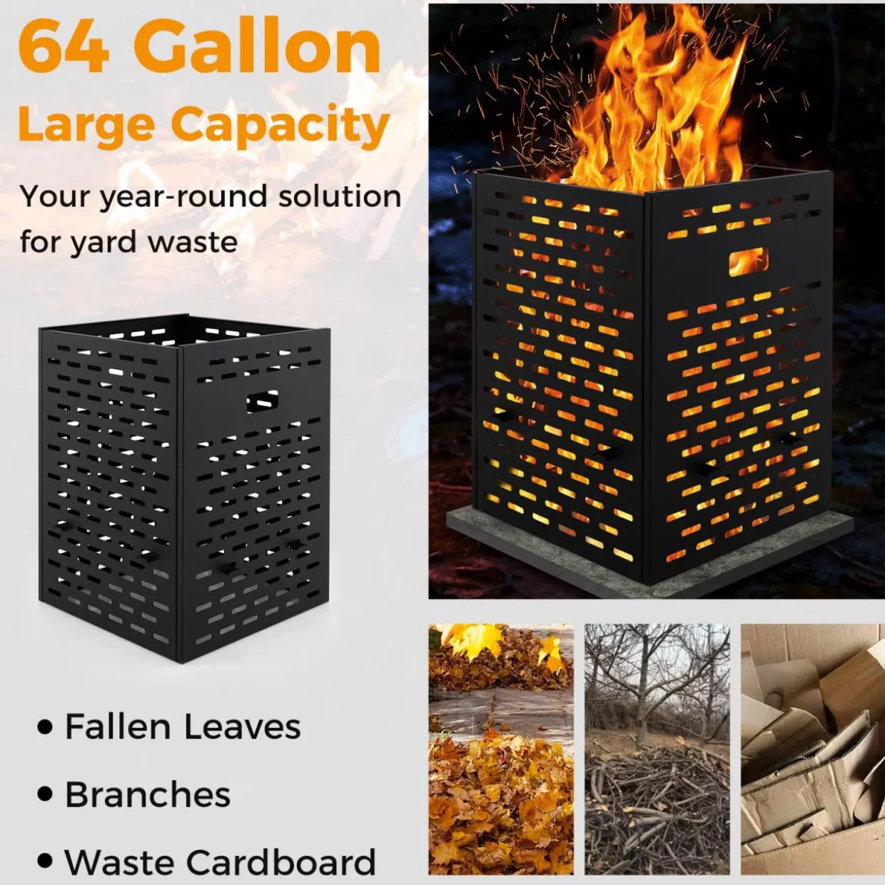 Tangkula Burn Barrel for Outside for Burning Trash