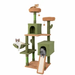 Tangkula Cactus Cat Tree, 63 Inch Tall Cat Tower with Sisal Scratching Posts
