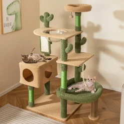 Tangkula Cactus Cat Tree, 59 Inch Tall Cat Tower with Sisal Scratching Posts