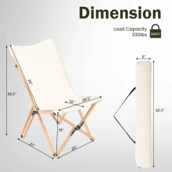 Tangkula Camping Chairs 2 Pack, Portable Folding Lawn Chair with Solid Bamboo Frame, Ultralight Canvas Seat