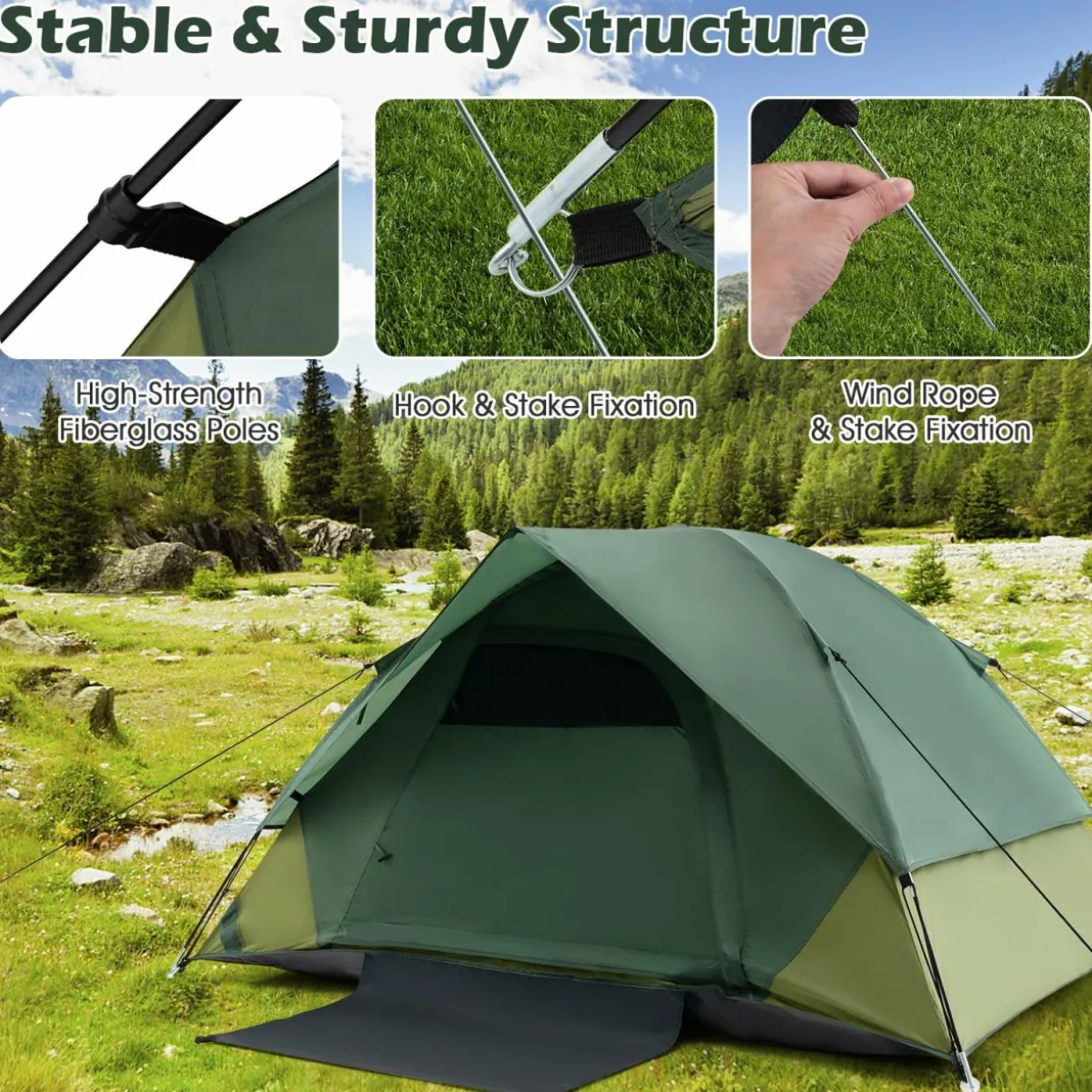 TANGKULA Camping Tent for 2 People, Portable Lightweight Backpacking Tent