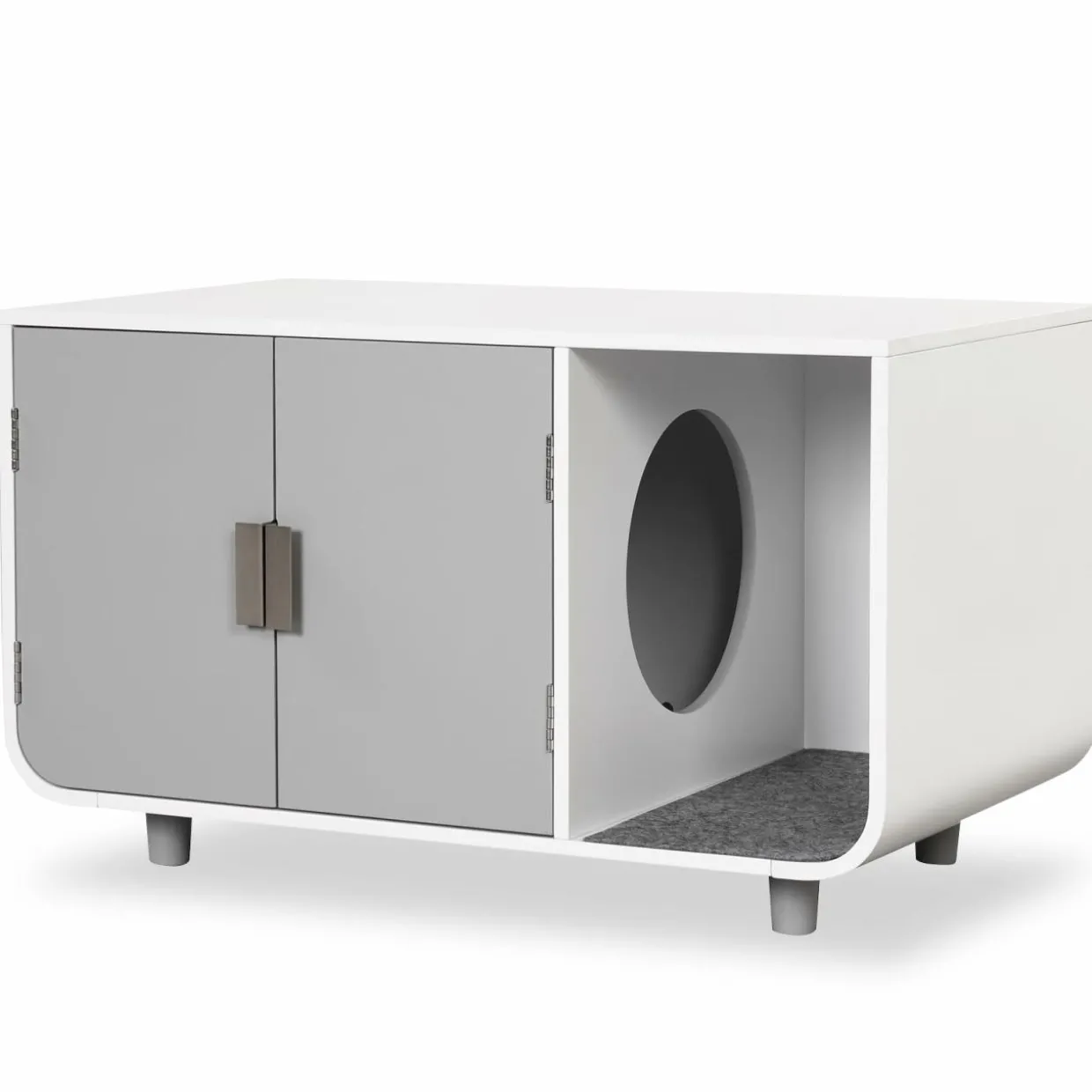 Tangkula Cat Litter Box Enclosure Furniture, Hidden Cat Washroom with Rubber Wood Legs & Mats