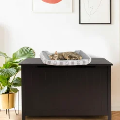 Tangkula Cat Litter Box Enclosure, Flip Top Hidden Cat Washroom with Removable Divider