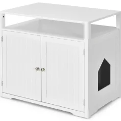 Tangkula Cat Litter Box Enclosure, Hidden Cat Washroom with Adjustable Interior Divider