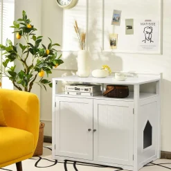 Tangkula Cat Litter Box Enclosure, Hidden Cat Washroom with Adjustable Interior Divider