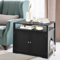 Tangkula Cat Litter Box Enclosure, Hidden Cat Washroom with Adjustable Interior Divider