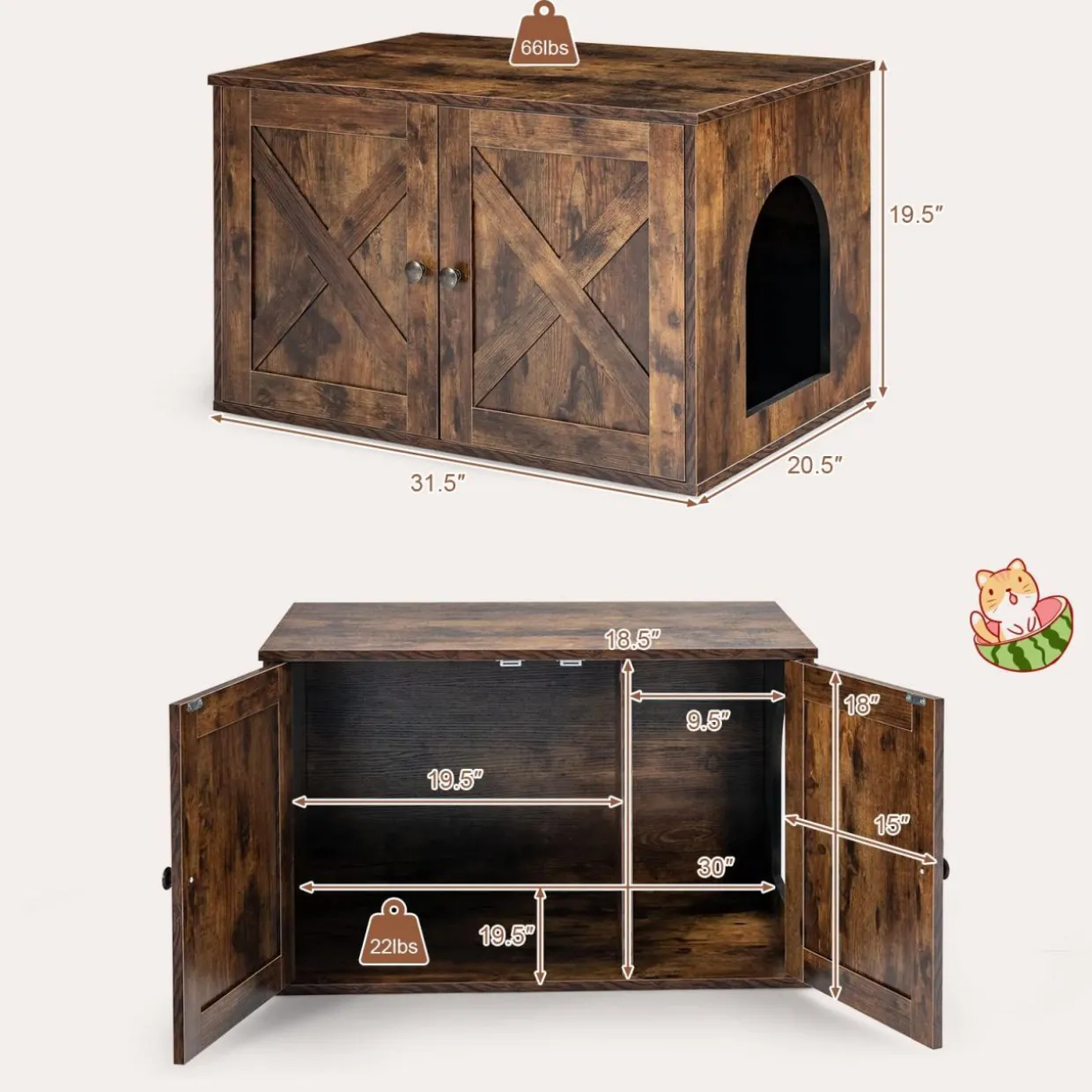 Tangkula Cat Litter Box Enclosure, Hidden Cat Washroom