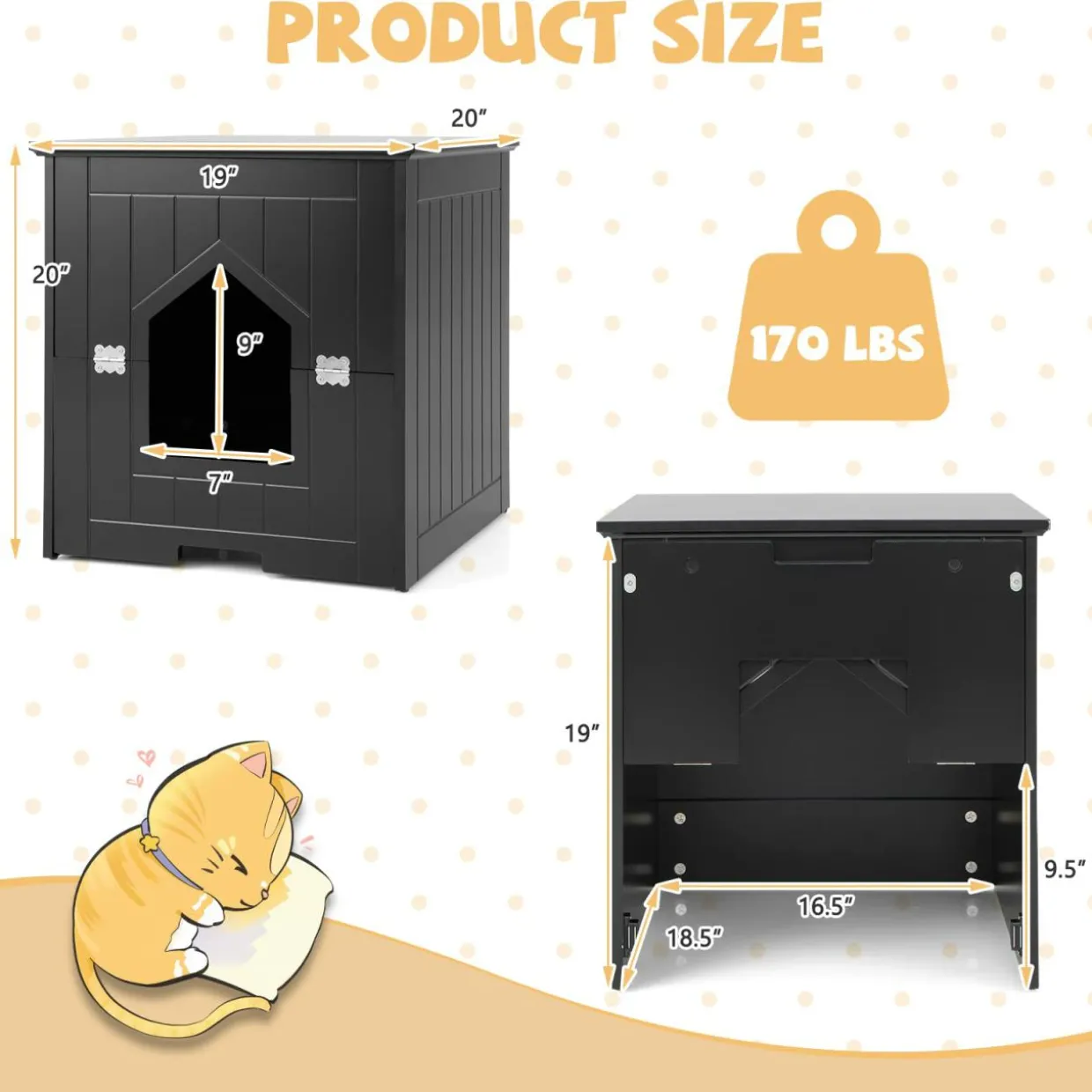 Tangkula Cat Litter Box Enclosure with Flip Half Door, Private Enclosed Cat Washroom with Magnetic Door Latch