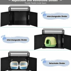 Tangkula Cat Litter Box Enclosure, Hidden Cat Washroom with Adjustable Interior Divider