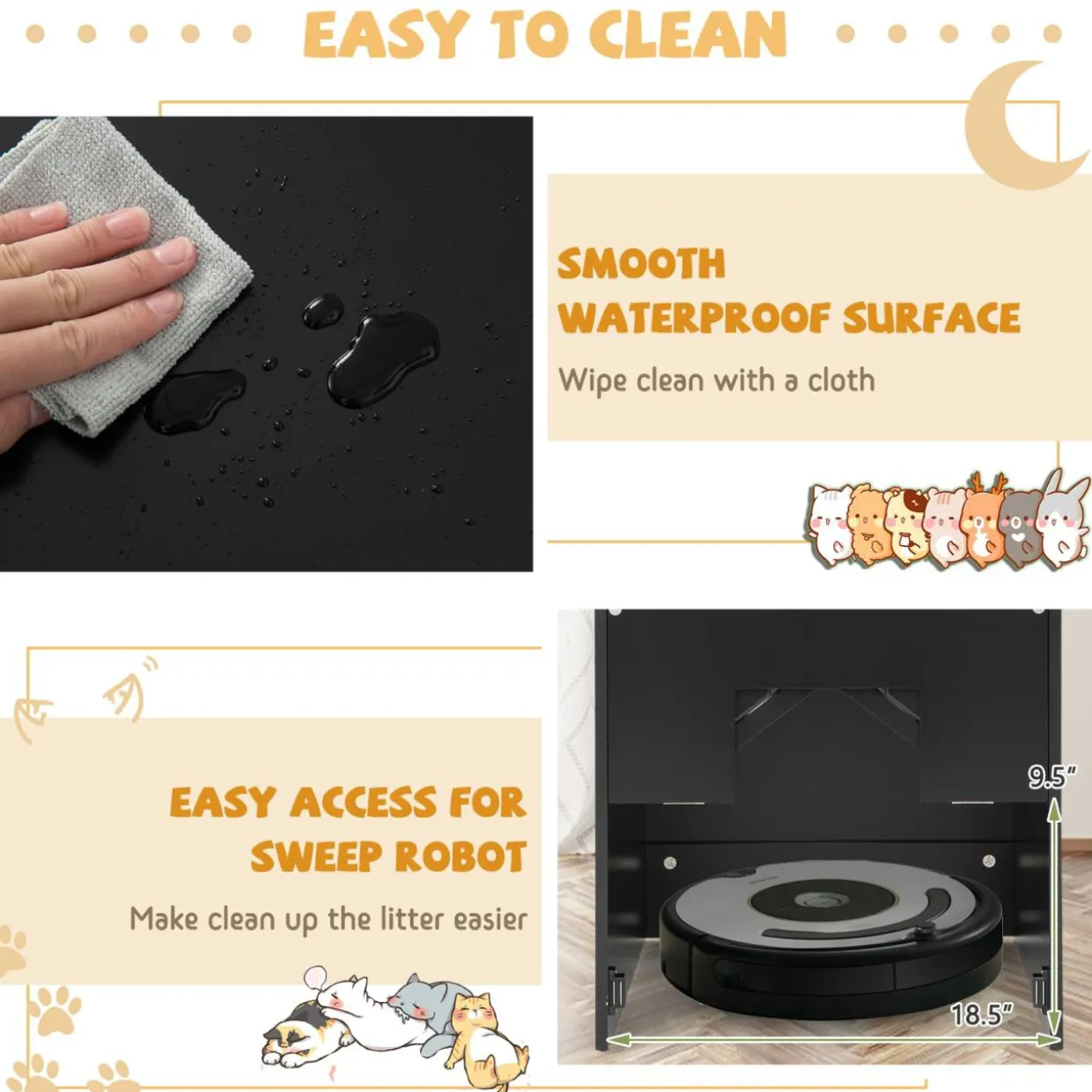 Tangkula Cat Litter Box Enclosure with Flip Half Door, Private Enclosed Cat Washroom with Magnetic Door Latch