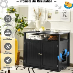 Tangkula Cat Litter Box Enclosure, Hidden Cat Washroom with Adjustable Interior Divider