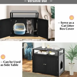 Tangkula Cat Litter Box Enclosure, Hidden Cat Washroom with Adjustable Interior Divider