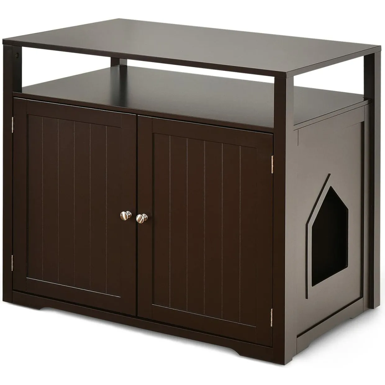 Tangkula Cat Litter Box Enclosure, Hidden Cat Washroom with Adjustable Interior Divider