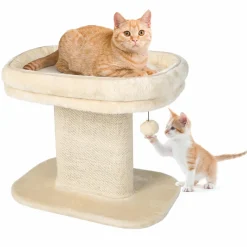 Tangkula Cat Tree for Indoor Cats, 2-Tier Cat Tower with Top Perch & Sisal Scratching Panel & Jingling Fur Ball Toy