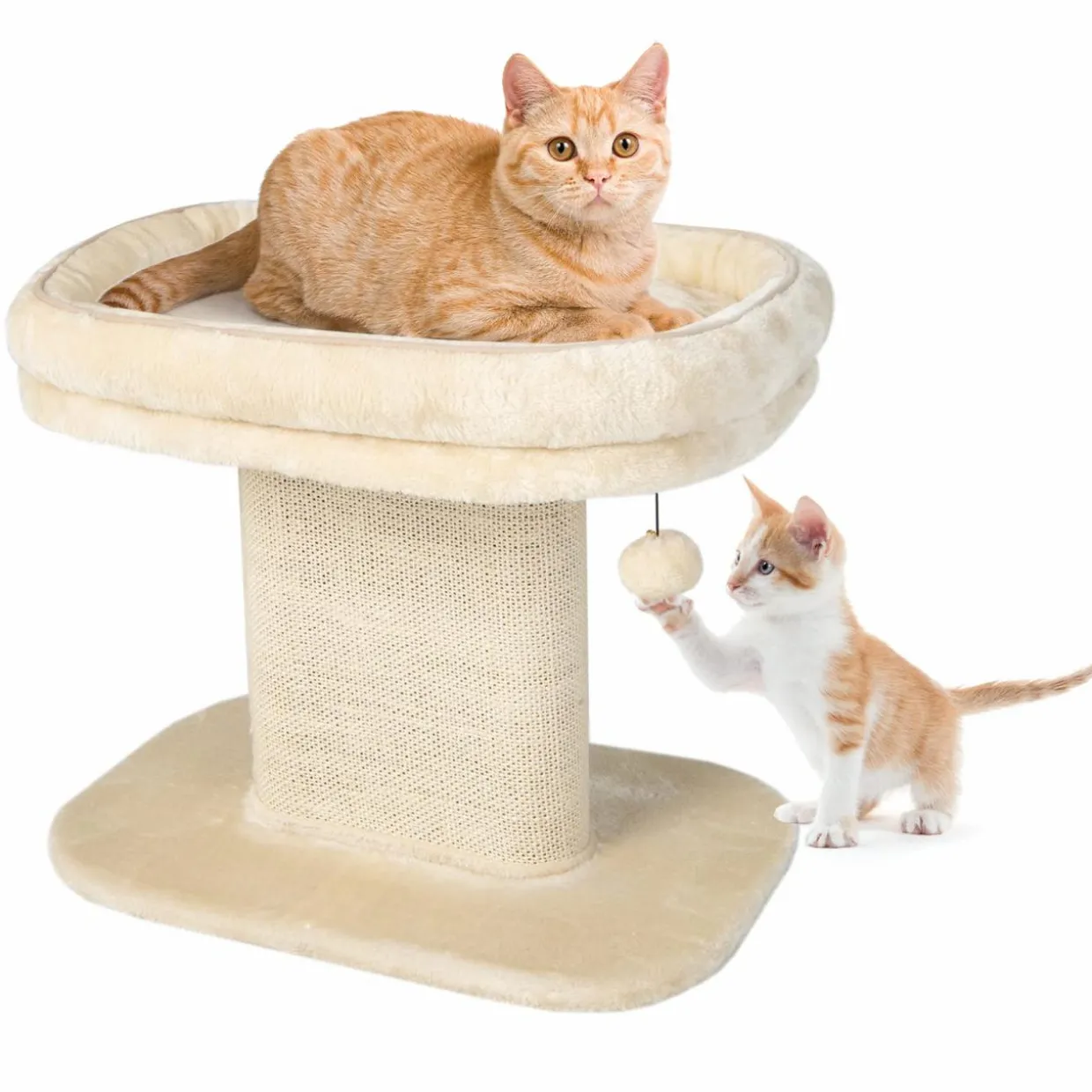 Tangkula Cat Tree for Indoor Cats, 2-Tier Cat Tower with Top Perch & Sisal Scratching Panel & Jingling Fur Ball Toy