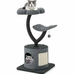 Tangkula Cat Tree for Indoor Cats, 35 Inch Small Cat Tower with Curved Metal Supporting Frame