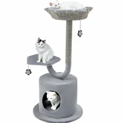 Tangkula Cat Tree for Indoor Cats, 42 Inch Cute Cat Tower with Curved Metal Supporting Frame