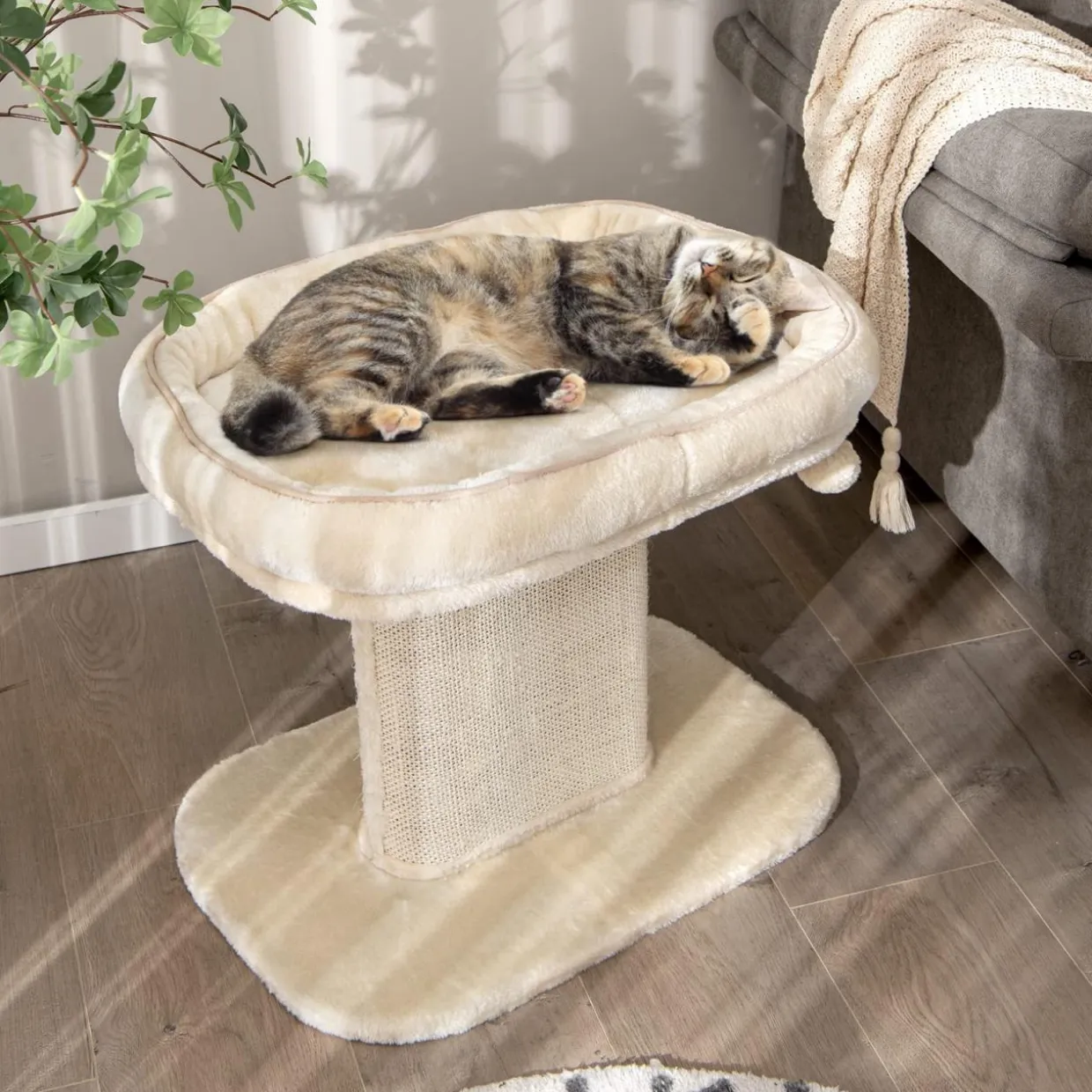Tangkula Cat Tree for Indoor Cats, 2-Tier Cat Tower with Top Perch & Sisal Scratching Panel & Jingling Fur Ball Toy