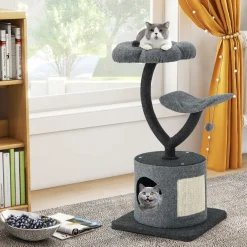 Tangkula Cat Tree for Indoor Cats, 35 Inch Small Cat Tower with Curved Metal Supporting Frame