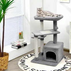 Tangkula Cat Tree for Indoor Cats, 33.5 inch Multi-Level Cat Tower W/Scratching Posts