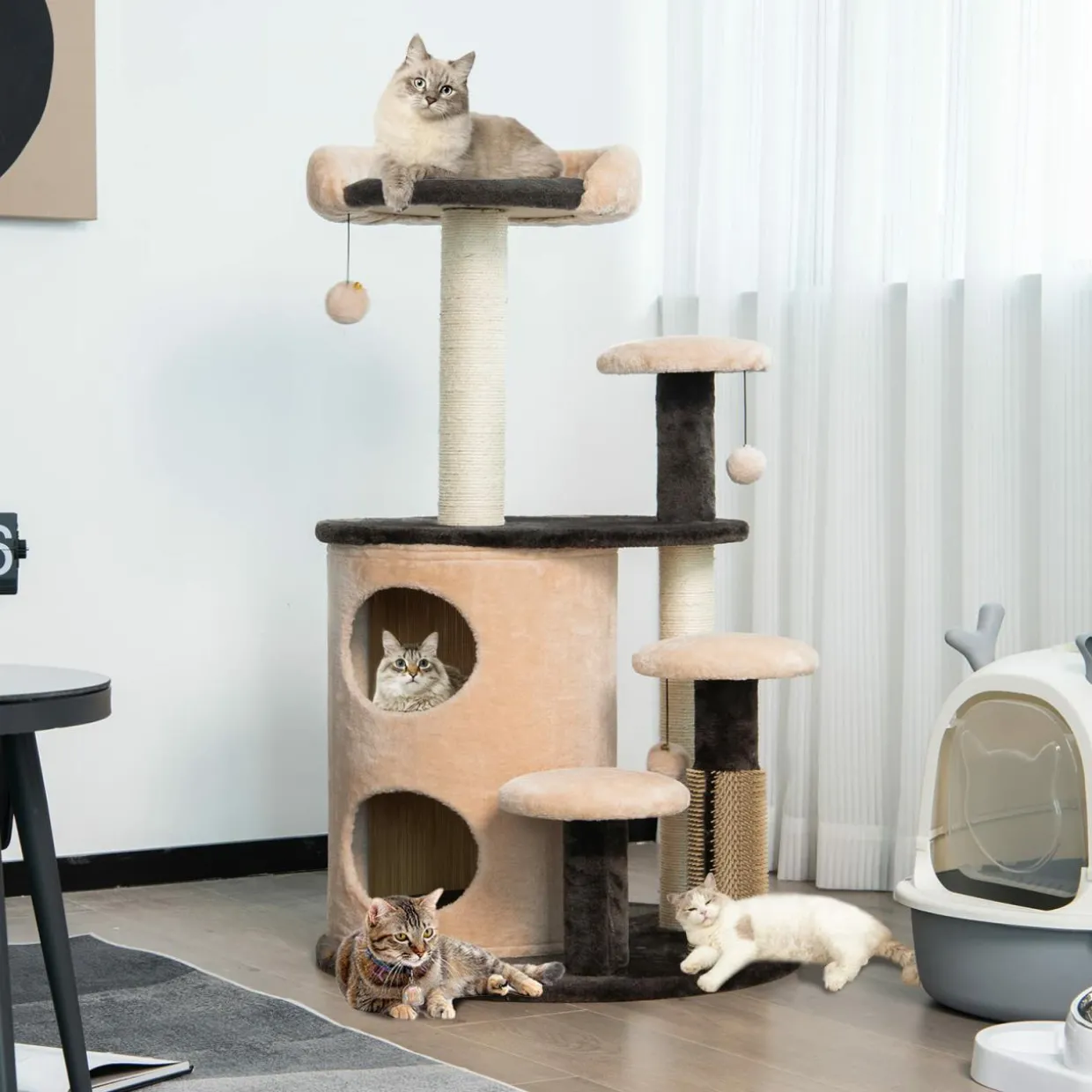 Tangkula Cat Tree for Indoor Cats, 40 Inch Multi-Level Cat Tower with Scratching Posts