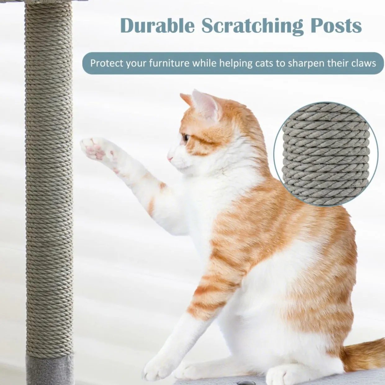 Tangkula Cat Tree for Indoor Cats, 42 Inch Cute Cat Tower with Curved Metal Supporting Frame