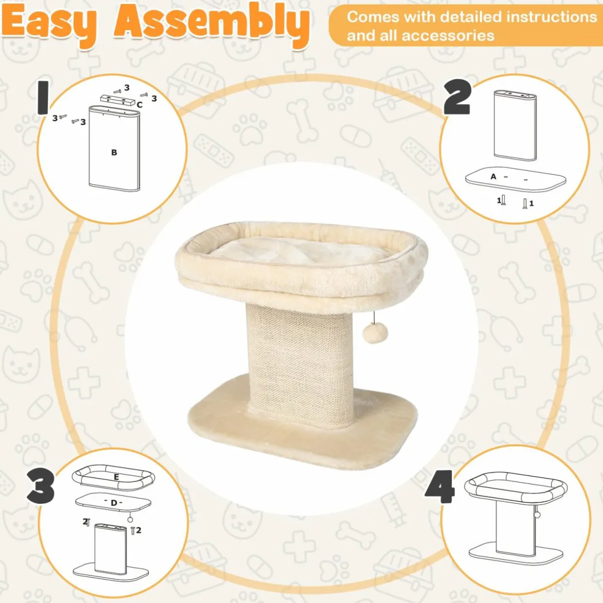 Tangkula Cat Tree for Indoor Cats, 2-Tier Cat Tower with Top Perch & Sisal Scratching Panel & Jingling Fur Ball Toy