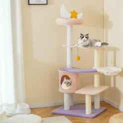 Tangkula Cat Tree Tower, 55 Inch Multi-level Cat Tower with Cat Condo, Sisal Scratching Posts
