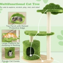 Tangkula Cat Tree Tower, Multi-Level Modern Wood Cat Tower, 38