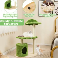 Tangkula Cat Tree Tower, Multi-Level Modern Wood Cat Tower, 38