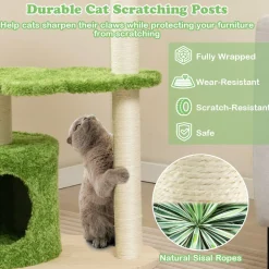 Tangkula Cat Tree Tower, Multi-Level Modern Wood Cat Tower, 38