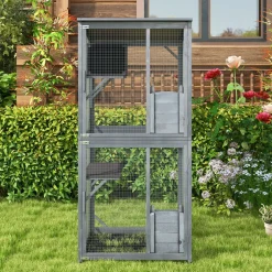 Tangkula Catio Outdoor Cat Enclosure, Wooden Cat House on Wheels, 31.5
