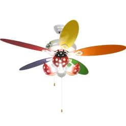 Tangkula 52"Ceiling Fan with Pull Chain Control, Kids Fan Light with 5 Colorful Blades and 3-Speed,Multi-Color