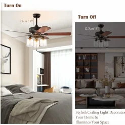 Tangkula Ceiling Fan with Lights 52 Inch, Industrial Pull Chain Ceiling Fan with Lighting
