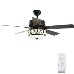 Tangkula 52"Ceiling Fan w/Lights & Remote Control, Lighting Fan w/5 Reversible Blades