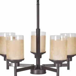 Tangkula Chandelier Home Hall Living Room Modern Pendent Light Ceiling Lamp (Antique Bronze, 5 Lights)