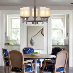 Tangkula Chandelier Home Hall Living Room Modern Pendent Light Ceiling Lamp (Antique Bronze, 5 Lights)