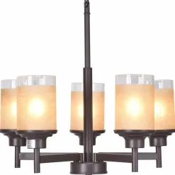 Tangkula Chandelier Home Hall Living Room Modern Pendent Light Ceiling Lamp (Antique Bronze, 5 Lights)