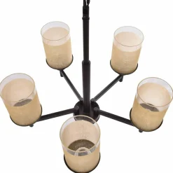 Tangkula Chandelier Home Hall Living Room Modern Pendent Light Ceiling Lamp (Antique Bronze, 5 Lights)