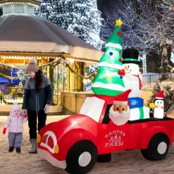 Tangkula Christmas 8 FT Inflatable Santa Claus Driving a Car with LED Lights & Air Blower