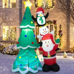 Tangkula Christmas Indoor Outdoor Inflatable Decoration for Yard Lawn