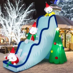 Tangkula Christmas Inflatable Polar Bear Slide Scene Decoration