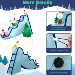 Tangkula Christmas Inflatable Polar Bear Slide Scene Decoration